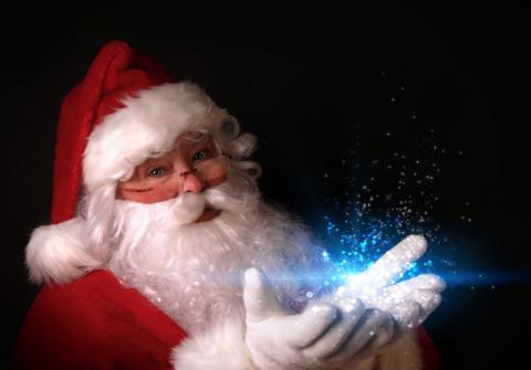 Santa with magical lights